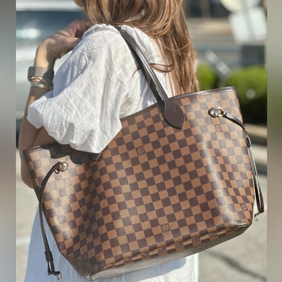 💕Louis Vuitton Neverfull MM Damier Ebene "ROSE Ballerine Interior" Tote Bag - Picture 16 of 16